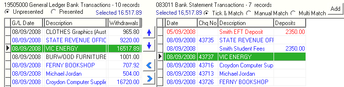 Bank Reconciliation window (cut down)