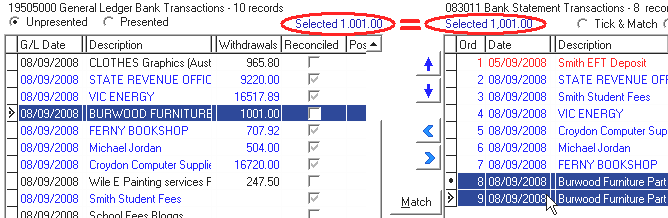 Bank Reconciliation window (cut down)
