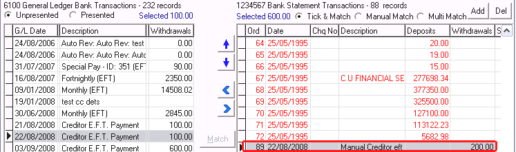 Bank Reconciliation window (cut down)
