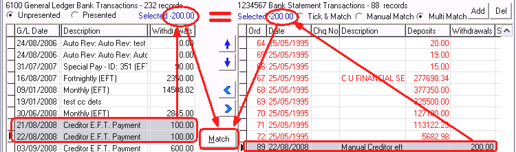 Bank Reconciliation window (cut down)
