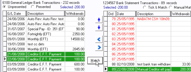 Bank Reconciliation window (cut down)
