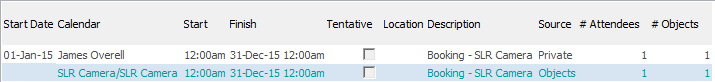 Calendar appointments list full
