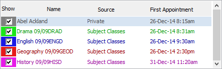 Calendar grid area fields