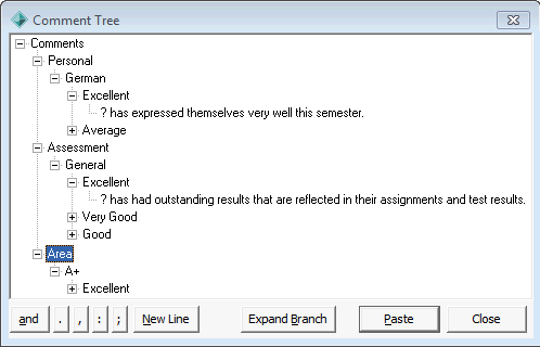 Comment Tree window