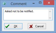 Communications Maintenance - Notify Methods tab (comment box)