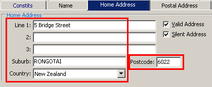 Community Maintenance - Home Address tab (Address fields)