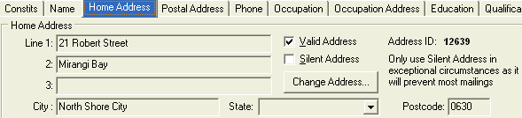community maintenance - home address tab (fields used for roll returns)