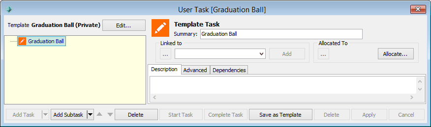 Completed new template example (Use-Workflow task window)