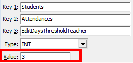 Configuration File Maintenance (EditDaysThresholdTeacher)