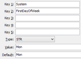 Configuration File Maintenance (FirstDayOfWeek)