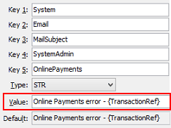 Configuration File Maintenance (MailSubjectSystemAdminOnlinePayments configuration setting)
