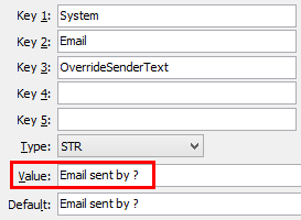 Configuration File Maintenance (OverrideSenderText, default value)
