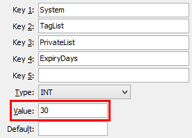 Configuration File Maintenance(PrivateList:ExpiryDays)