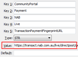 Configuration File Maintenance - Live, TransactionPaymentFingerprintURL