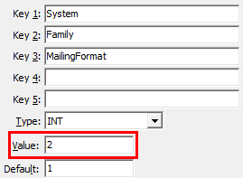 Configuration File Maintenance - MailingFormat