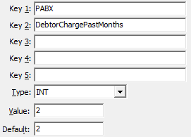 Configuration File Maintenance - PABX DebtorChargePastMonths configuration setting
