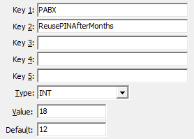Configuration File Maintenance - PABX PINReuseAfterMon configuration setting