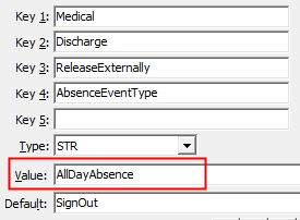 Configuration File Maintenance - ReleaseExternally,AbsenceEventType configuration setting