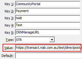 Configuration File Maintenance - Test,CRNManageURL