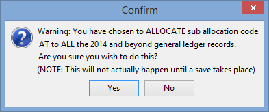 Confirm (Auto apply sub-allocation code)
