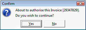 Confirm - About to authorise this Invoice