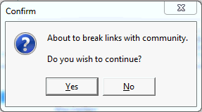 Confirm - About to break links with community