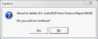 Confirm - About to delete GL code