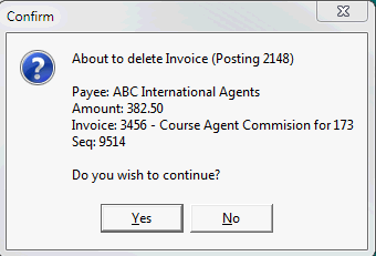 Confirm - About to delete Invoice