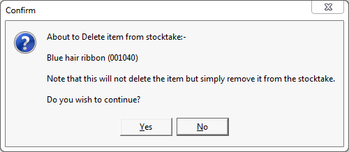 confirm - about to delete item from stocktake