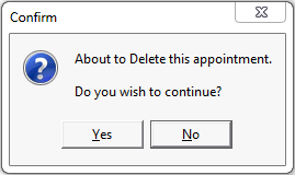 Confirm - About to delete this appointment