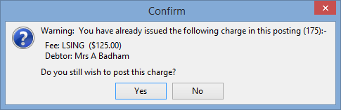Confirm - About to enter duplicate charge in posting