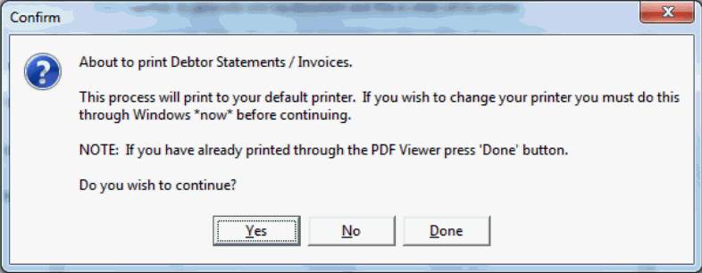 Confirm - about to print debtor statements invoices
