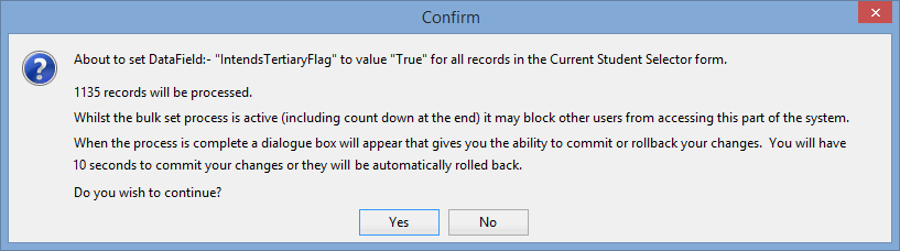 confirm - about to set data field
