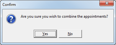 Confirm - Are you sure you wish to combine the appointments