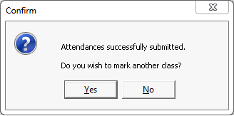 Confirmation message - attendances successfully submitted