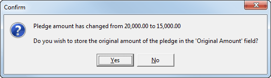 Confirm - Pledge amount has changed
