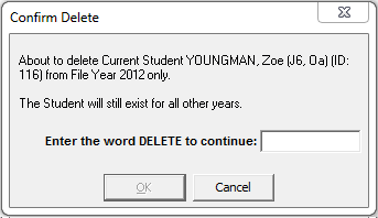 Confirm Delete window