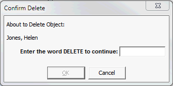 Confirm Delete - About to delete object (Helen Jones)
