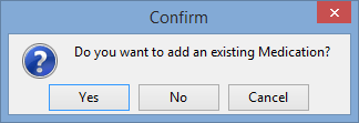 Confirm window (Adding new medications)