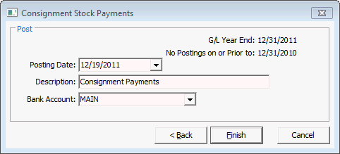 Consignment Stock Payments - Post window