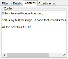 Content tab (Staff Maintenance - Correspondence tab)