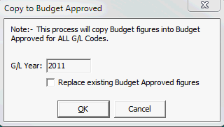 Copy to Budget Approved window