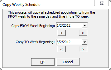 Copy weekly schedule window