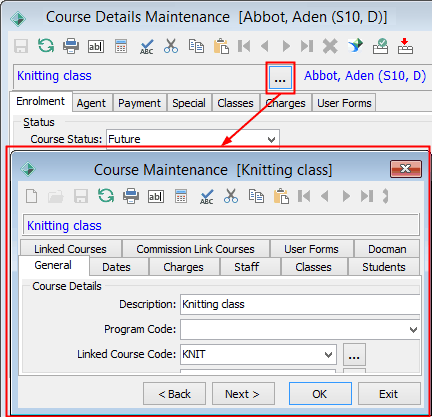 Course Detail Maintenance (launch Course Maintenance)