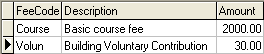 Course Details Maintenance - Charges tab (grid, non-financial fields)