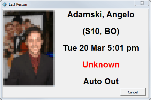 Create Absence Event - Auto Sign Out (second screen, out, Adam Adamski)
