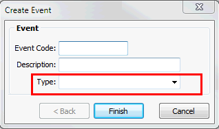 Create Event (cut down, type highlighted)