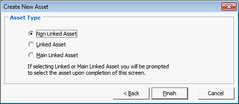 Create New Asset - Asset Type window