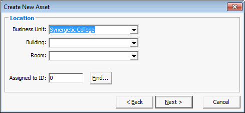 Create New Asset - Location (modify creditor invoice)
