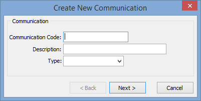 Create New Communication - Communication window